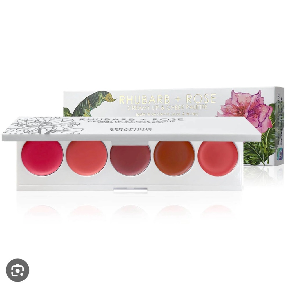 SERAPHINE BOTANICALS “Rhubarb + Rose” creamy lip and cheek palette